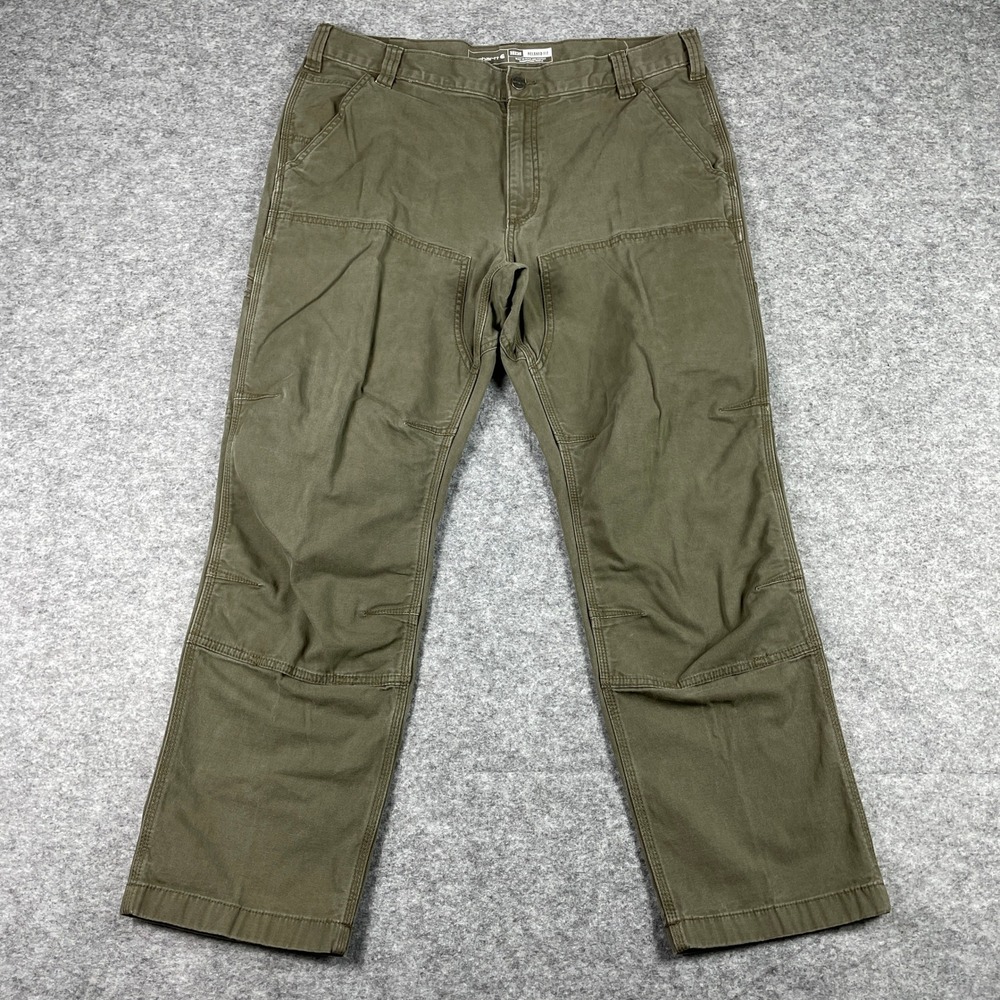 Carhartt Pants Mens 38x30 (Fits 36x28) Green Canvas Double Knee Front BN2802-M